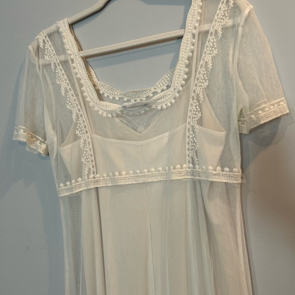 Zara Cream Babydoll Midi Dress Scoop Neck - Picture 5 of 6